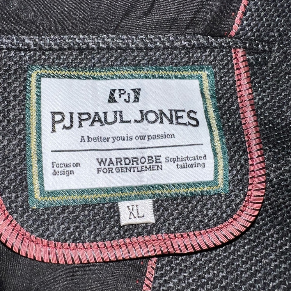PJ Paul Jones Men’s Charcoal Herringbone Wool Blend Blazer Jacket Size XL NWT - Picture 9 of 13